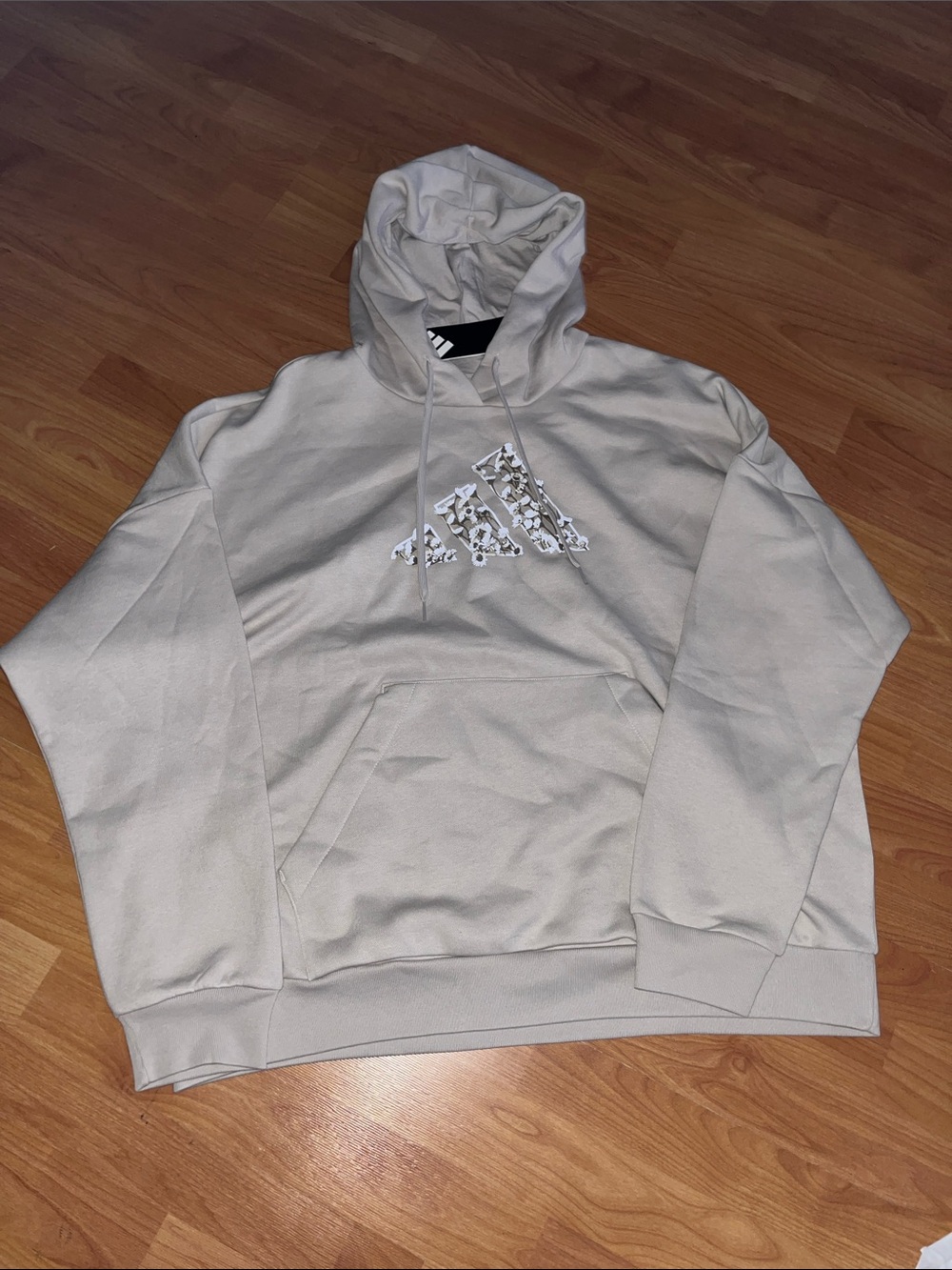 Womens Cream Floral Adidas Logo Hoodie